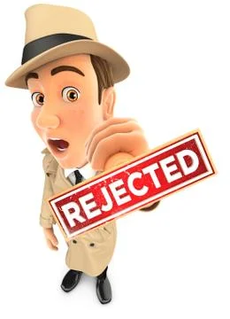 3d detective rejected stamp Stock Illustration