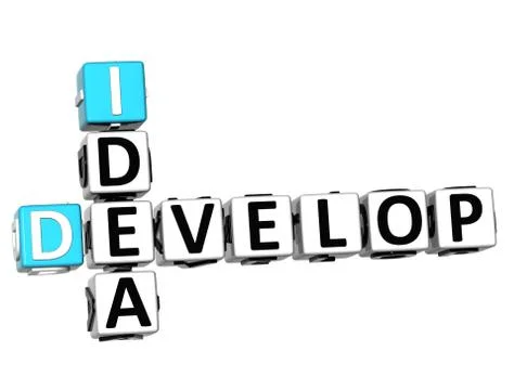 3d develop idea crossword cube words 스톡 일러스트