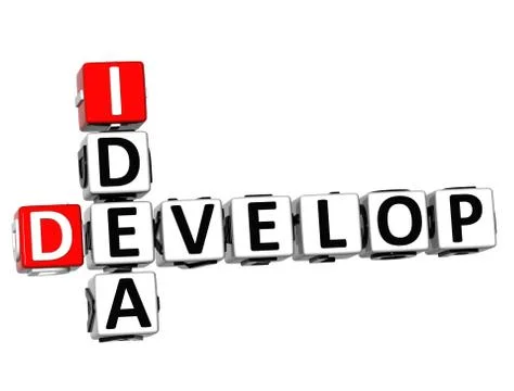 3d develop idea crossword cube words 스톡 일러스트