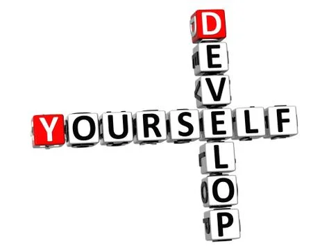 3d develop yourself crossword on white background Stock Illustration