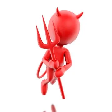 3D Devil with trident. Stock Illustration