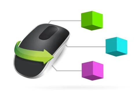 3d diagram of a wireless computer mouse isolated on white background Stock Illustration