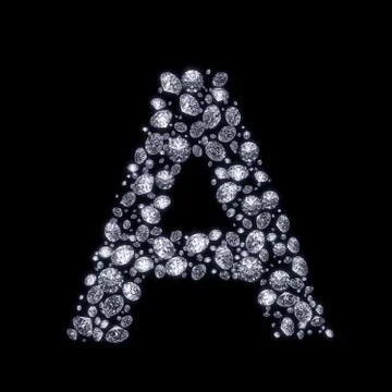 3d diamond letter on black Stock Illustration