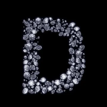 3d diamond letter on black Stock Illustration