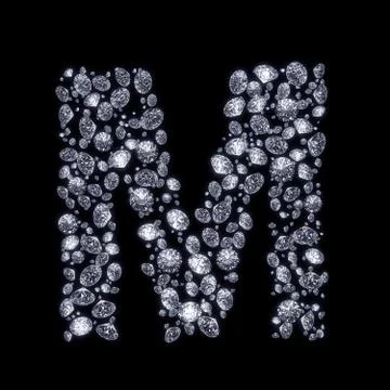 3d diamond letter on black Stock Illustration