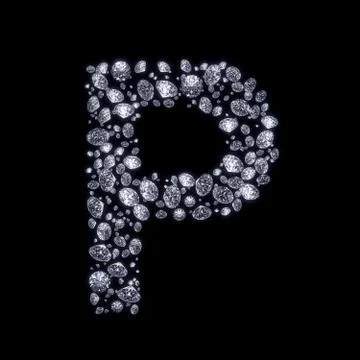 3d diamond letter on black Stock Illustration
