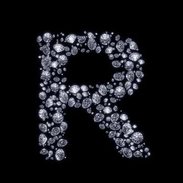 3d diamond letter on black Stock Illustration
