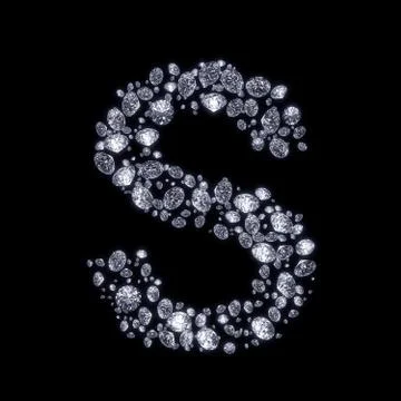 3d diamond letter on black Stock Illustration