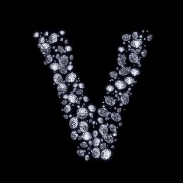 3d diamond letter on black Stock Illustration