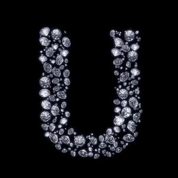 3d diamond letter on black Stock Illustration