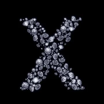 3d diamond letter on black Stock Illustration