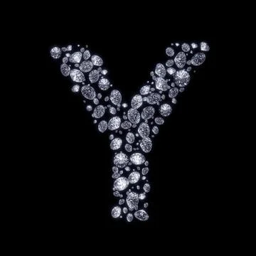 3d diamond letter on black Stock Illustration