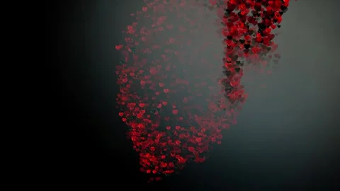 3D Diamond Made of Red Hearts | Romantic Particle Animation Stock Footage 310687361