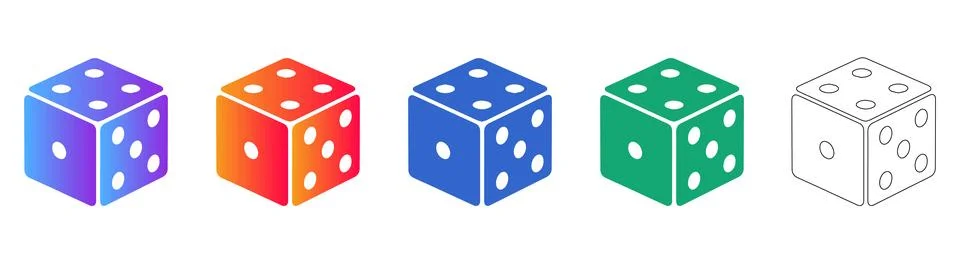 3D Dice Game Icon Set Stock Illustration