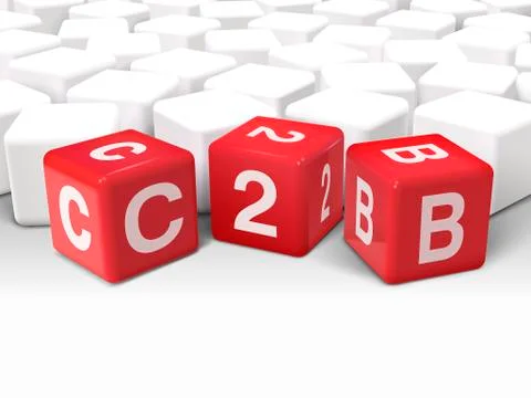 3d dice illustration with word C2B Stock Illustration