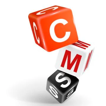 3d dice illustration with word cms Stock Illustration