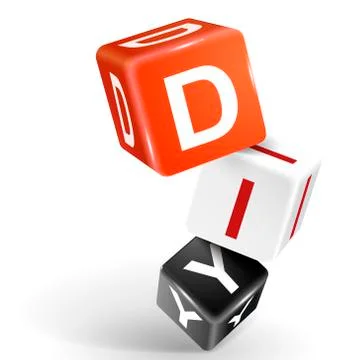 3d dice illustration with word diy Ilustración de archivo