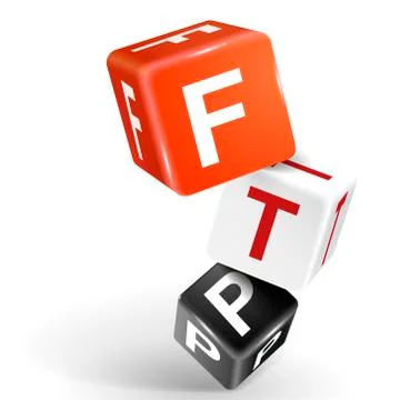 3d dice illustration with word ftp Stock-Illustration