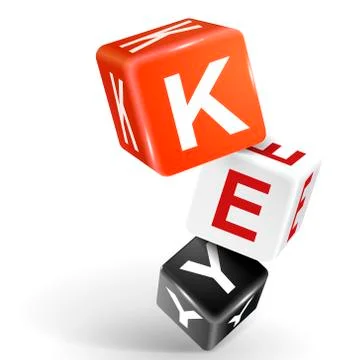 3d dice illustration with word key Stock Illustration