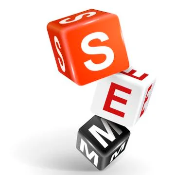3d dice illustration with word sem Stock Illustration