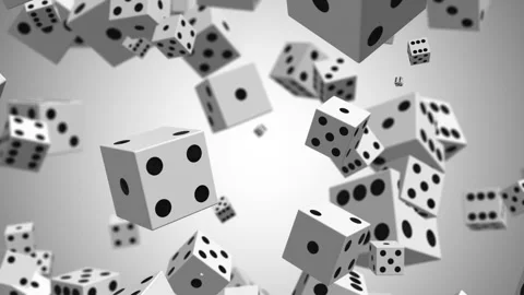 3d dices cube white rolling on flying 4k Stock Footage 270183082