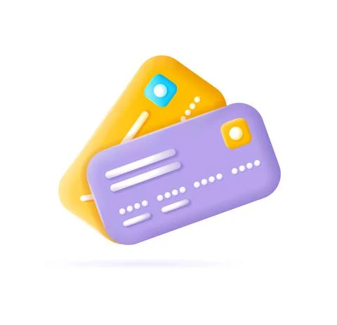3d Different Credit Cards Set Plasticine Cartoon Style. Vector Stock Illustration