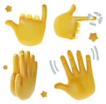 3d Different Emoji Hands Set Cartoon Style. Vector Stock Illustration