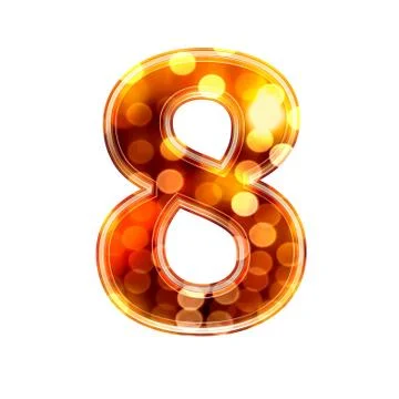 3d digit with glowing lights texture - 8 Stock Illustration