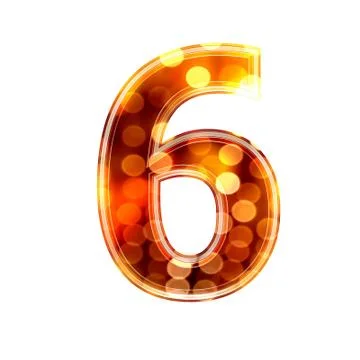 3d digit with glowing lights texture - 6 Stock Illustration