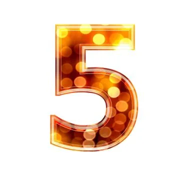 3d digit with glowing lights texture - 5 Stock-Illustration