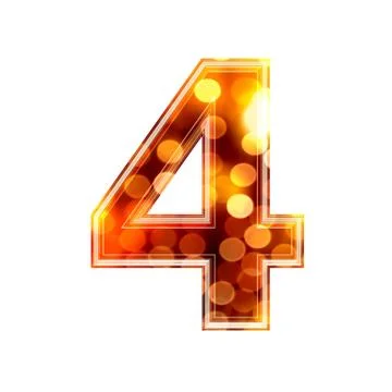 3d digit with glowing lights texture - 4 Stock Illustration