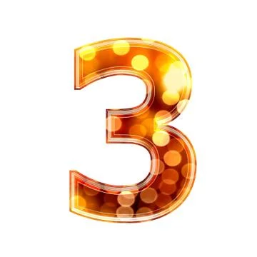 3d digit with glowing lights texture - 3 Stock Illustration