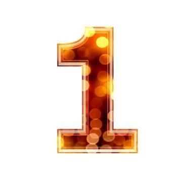 3d digit with glowing lights texture - 1 Stock-Illustration