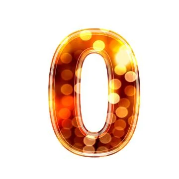 3d digit with glowing lights texture - 0 Stock Illustration