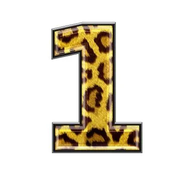 3d digit with panther skin texture - 1 Stock Illustration