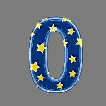 3d digit with star pattern - 0 Illustrazione stock
