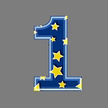 3d digit with star pattern - 1 Stock Illustration