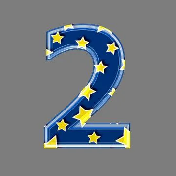 3d digit with star pattern - 2 Stock Illustration