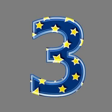 3d digit with star pattern - 3 Stock Illustration
