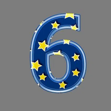 3d digit with star pattern - 6 Stock Illustration