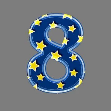 3d digit with star pattern - 8 Illustrazione stock