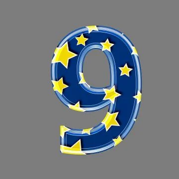 3d digit with star pattern - 9 Stock Illustration