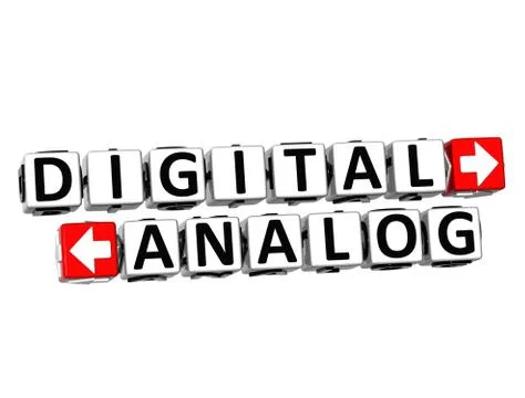 3d digital analog button click here block text Stock Illustration