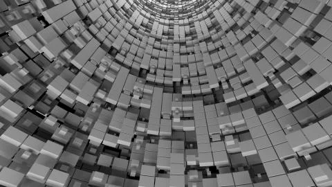 3d digital background with circular surface broken into square fragments. Dig Stock Illustration