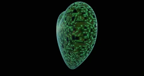 3D digital background, heart with mounting board and chips. Digital neural Stock Footage 144077133