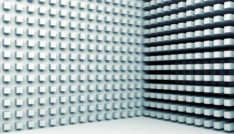 3d digital background with small cubes pattern on walls 스톡 일러스트