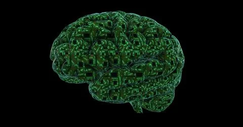 3d digital brain maded from printed circuit board and processors. Digital neu Stock Illustration