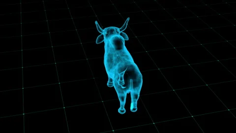 3D Digital Bull Hologram on Grid Background Illustrating Futuristic Technol.. 库存影片 343121671