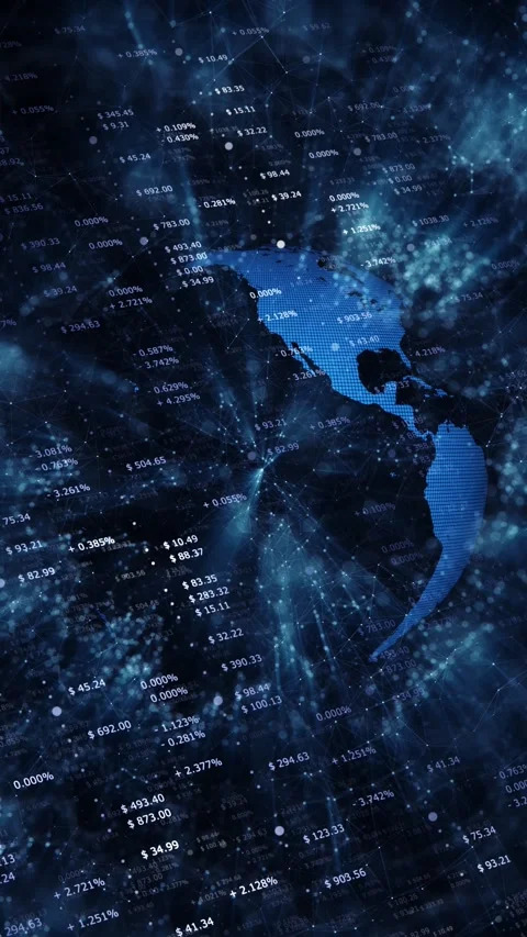 3d digital business earth globe with data loop vertical background Stock Footage 346393722