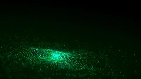 3D digital circular dynamic green wave Stock Illustration
